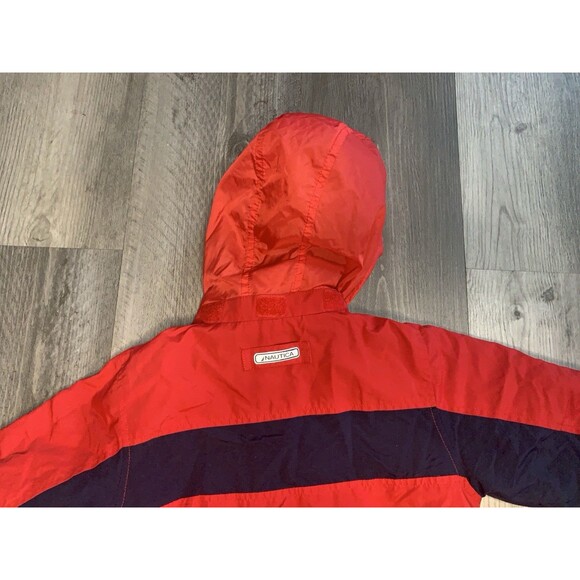 Nautica Boys Red Windbreaker Jacket Size 3T Full Zip Logo Sleeve Waterproof - Picture 4 of 5